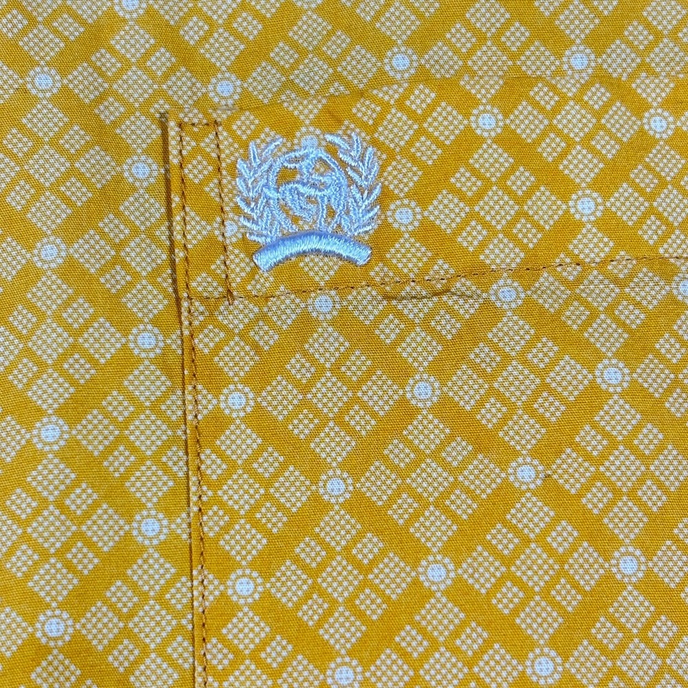 Cinch Button Up Shirt Mens Large Yellow Geometric Western Cowboy Classic Rodeo - Picture 3 of 11